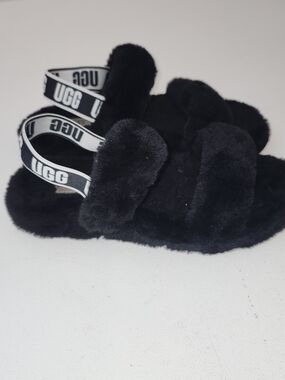 UGG Black Fluff Yeah Slide Sandals